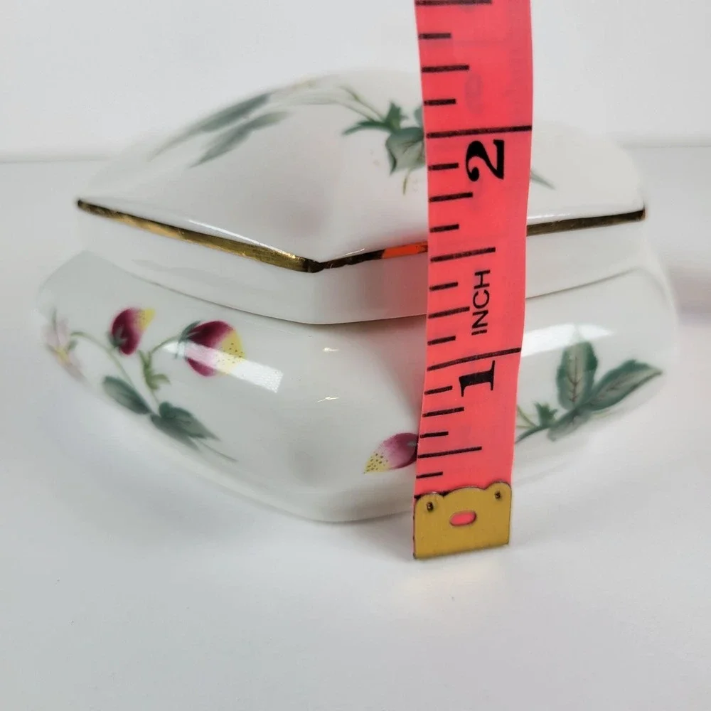 Vtg St. Michael Ashbourne Trinket Vanity Box Fine China Floral Butterfly Hexagon